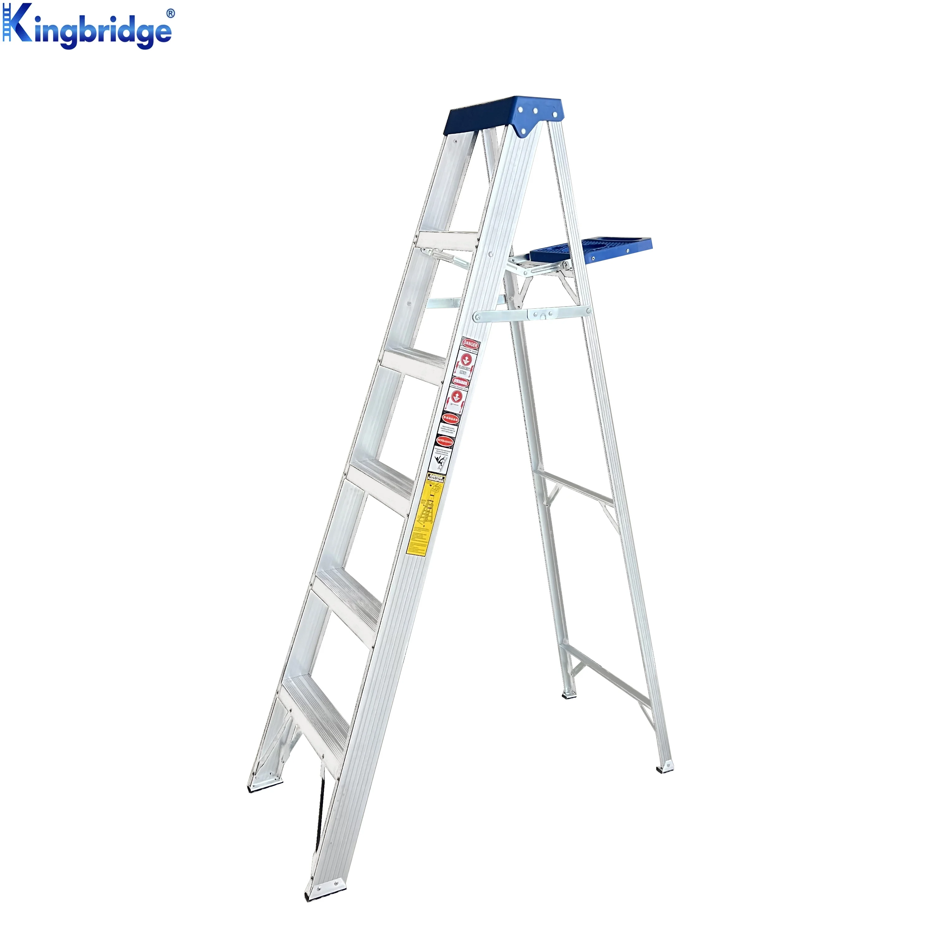 Aluminum High Strength Thicken Profile Scissor A type Step Ladder With 2 Tool Tray Household Portable Light Weight