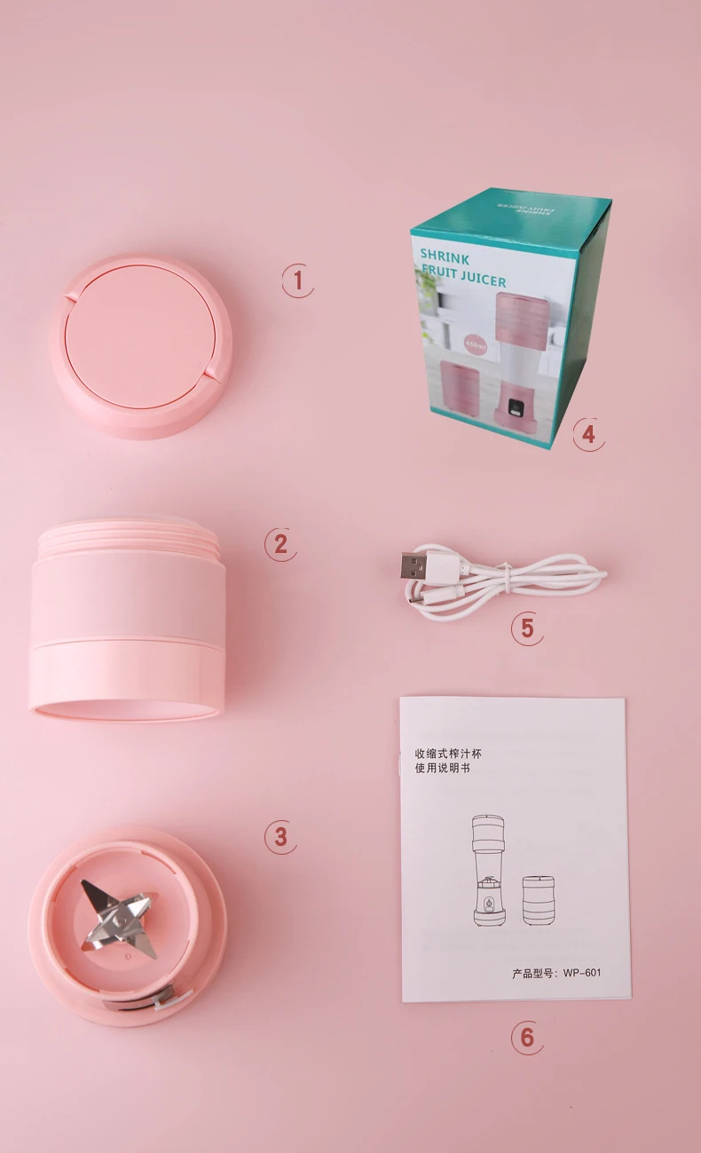 Складной мини-блендер AAA163 с USB кухонный миксер 6 лезвиями гибкая уличная соковыжималка электрическая