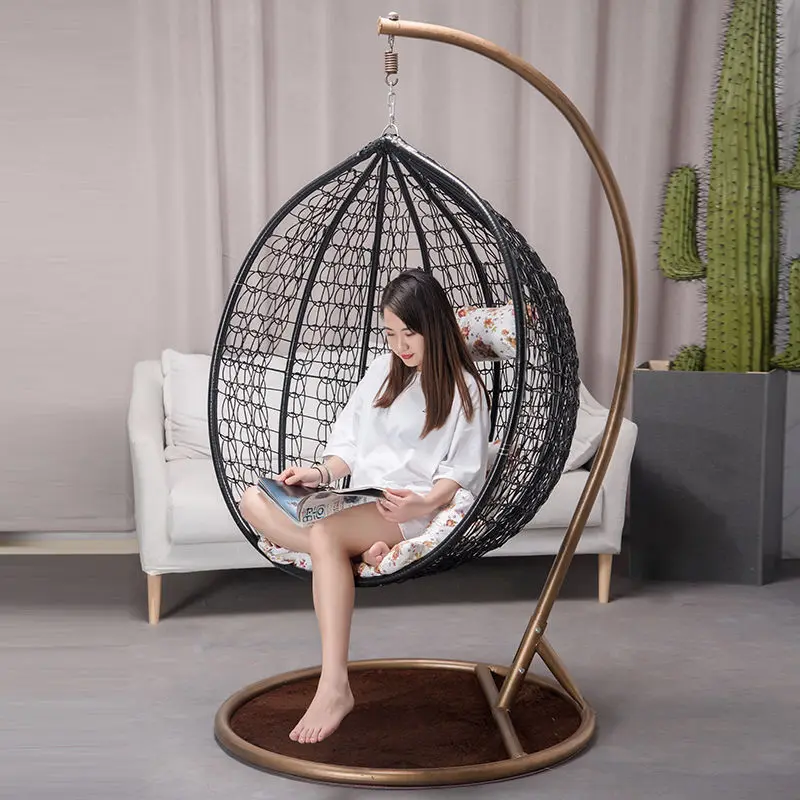 Water drop shaped rattan swing egg chair style pe wicker hanging chair egg chair outdoor patio furniture hammock rattan