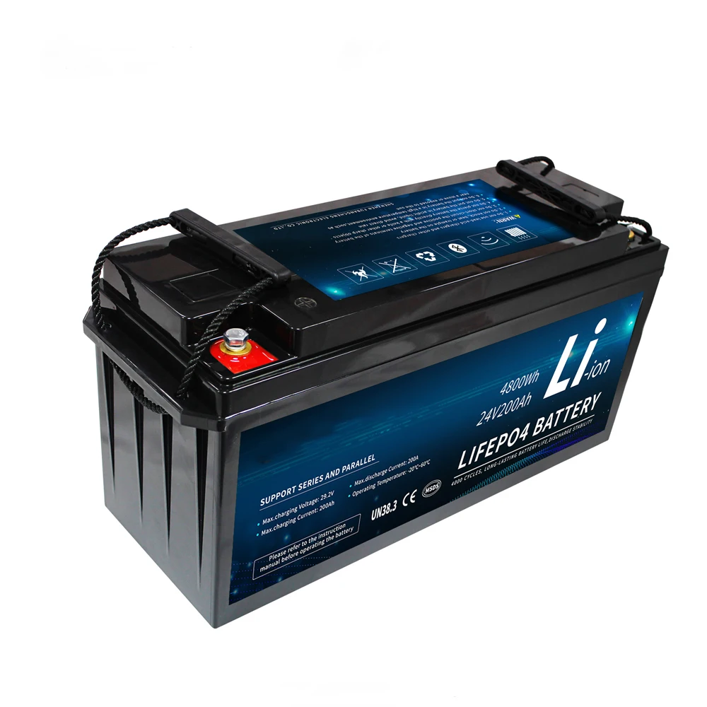 Factory Wholesale 24V 200A Lifepo4 Lithium Ion 100Ah BMS Battery Pack Rechargeable for Forklift RV/Electric Golf Carts