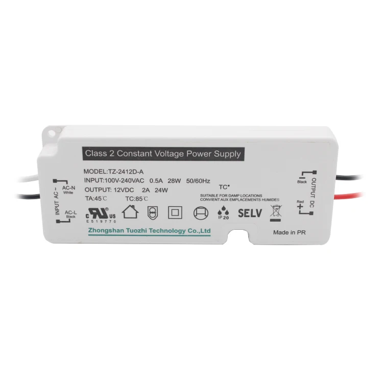 High Power factor No stroboflash North America certification  Ultra Thin Constant Voltage IP20 24W Driver for LED Mirror