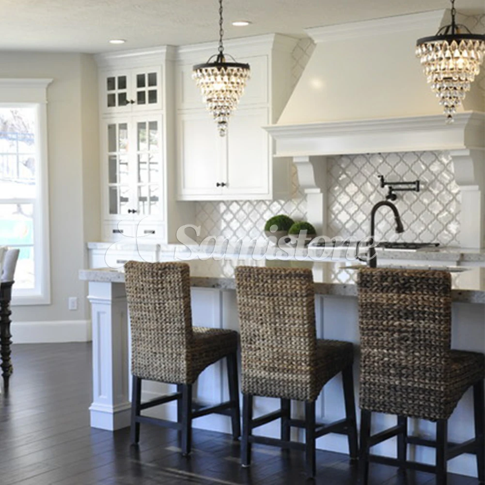 Samistone Bianco Carrara Lantern Shape Arabesque White Marble Mosaic Tile for Backsplash