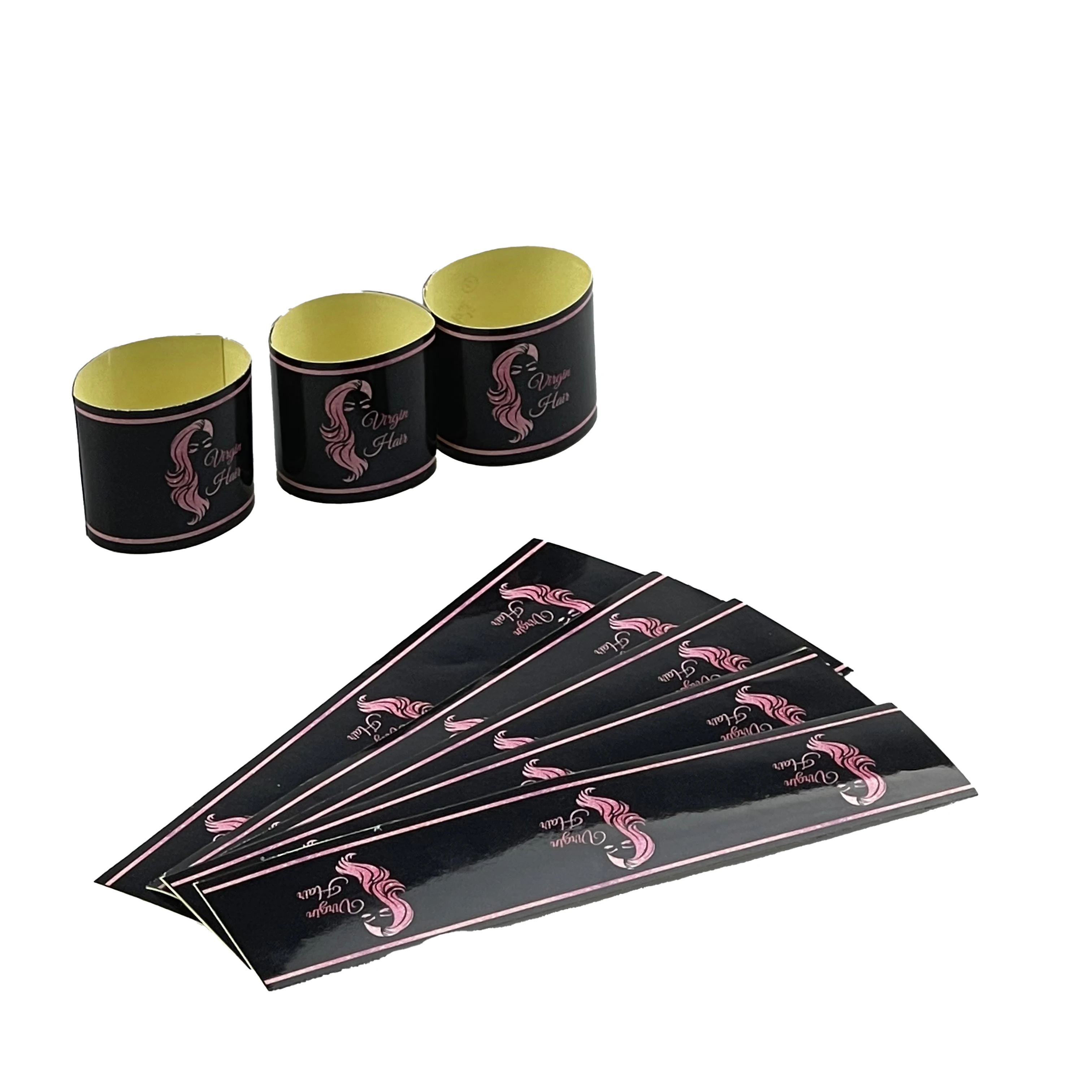 bundles cheap customized shipping printing sticker custom private logo hair hang bundle tags and labels