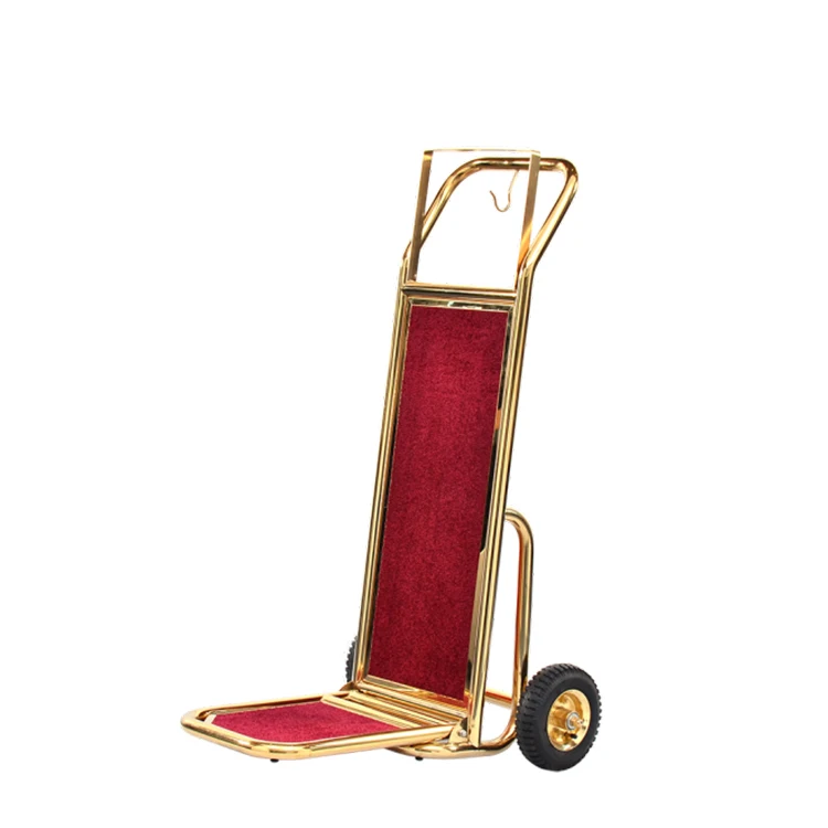 Luxury Stainless Hotel Golden Crown Trolley Luggage Cart