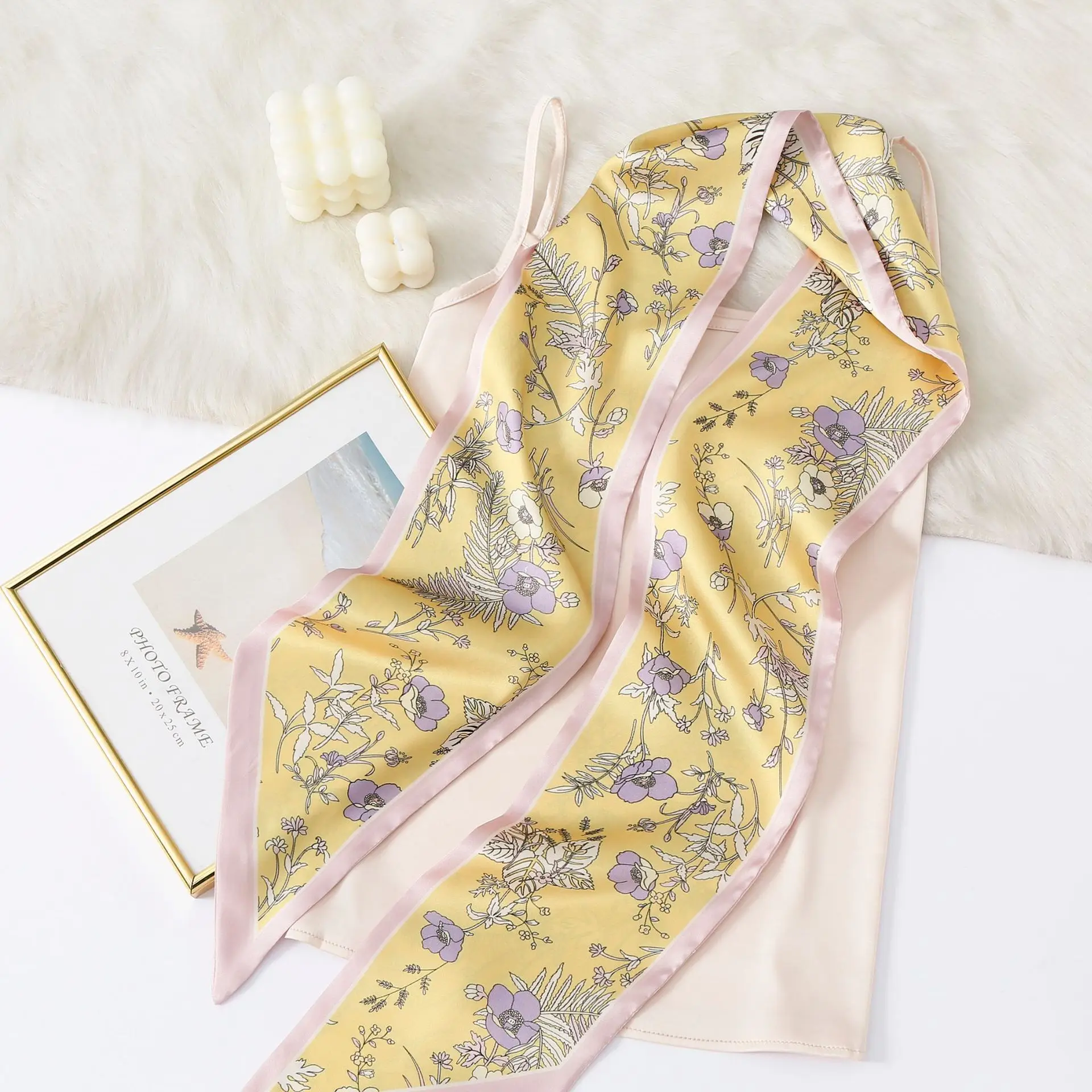 satin ribbon in spring and summer long silk scarf