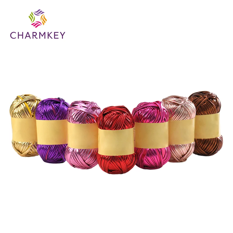 Wholesale customized 100gram per PCS different metal colors 95% polyester and 5% spandex fancy knitting t-shirt yarn for crochet