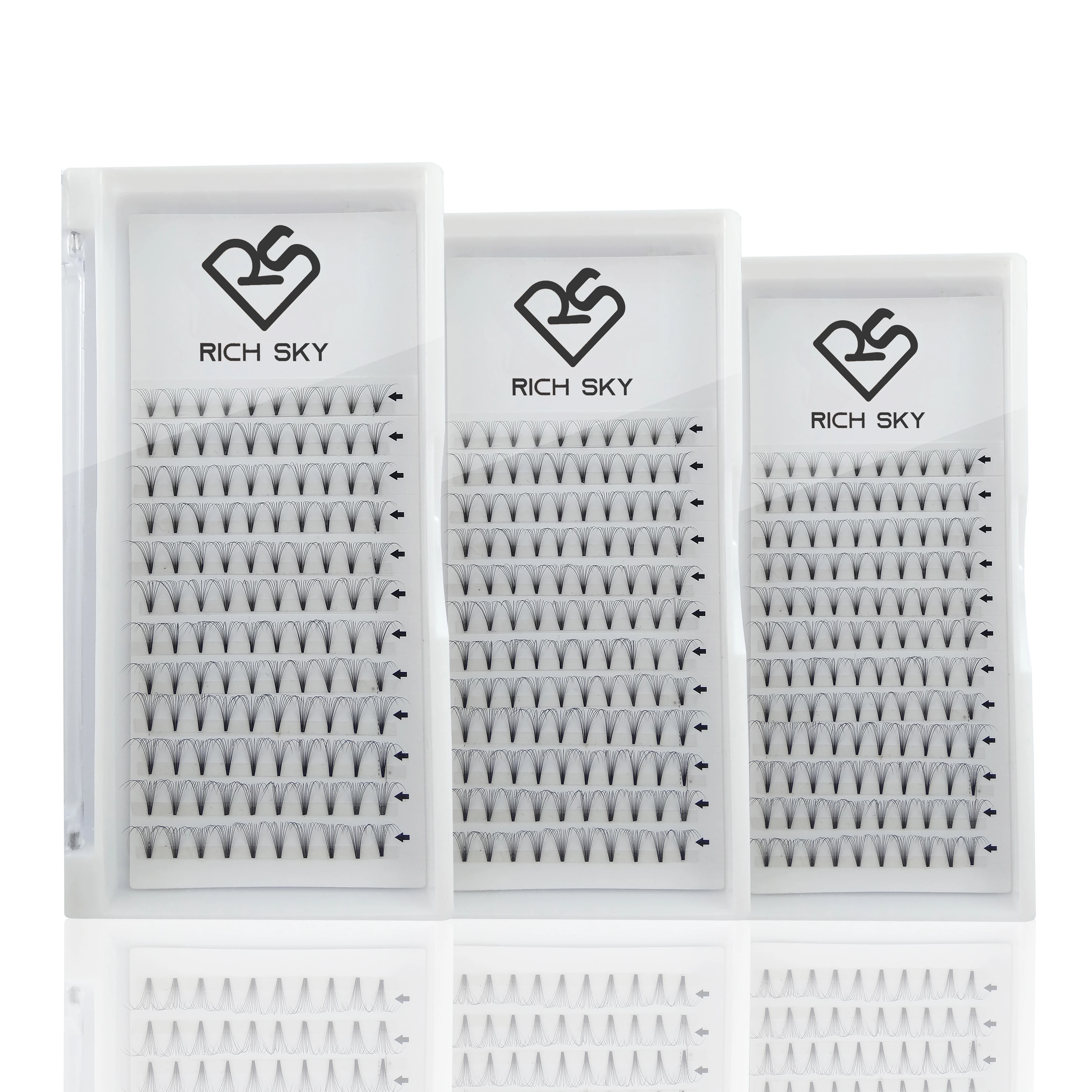 Russian Lash Mink Custom Packaging Fanned Extension Pre-Made Volume Tray Split Eyelash