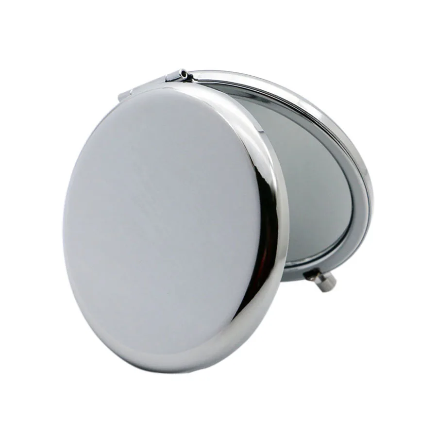 Custom Logo Round Double Side Gold Plated Metal Compact Mirror Portable Mini Pocket Makeup Mirror