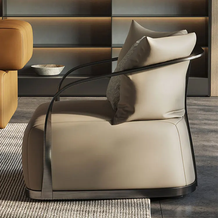 Light Luxury Single Sofa Chairs Walnut Solid Wood Leg Sofa Living Room Nordic Single Lounge Chair For Sale