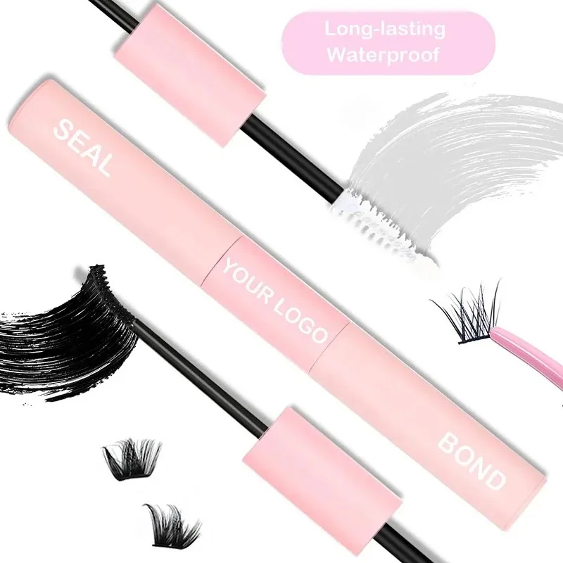 2 in 1 Lash Bond and Seal Cluster Lash Glue Individual Eyelash Glue Long Lasting Waterproof DIY Eyelashes Extension Lashes Glue