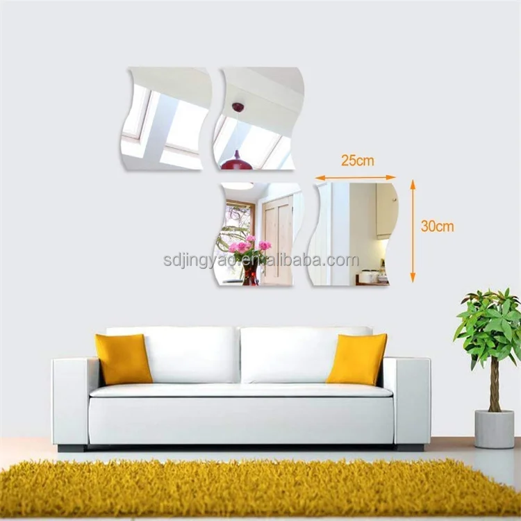 cheap price high quality HD frameless wave S shaped mirror, Wholesale decorative frameless HD mirrors decor wall and furnitures