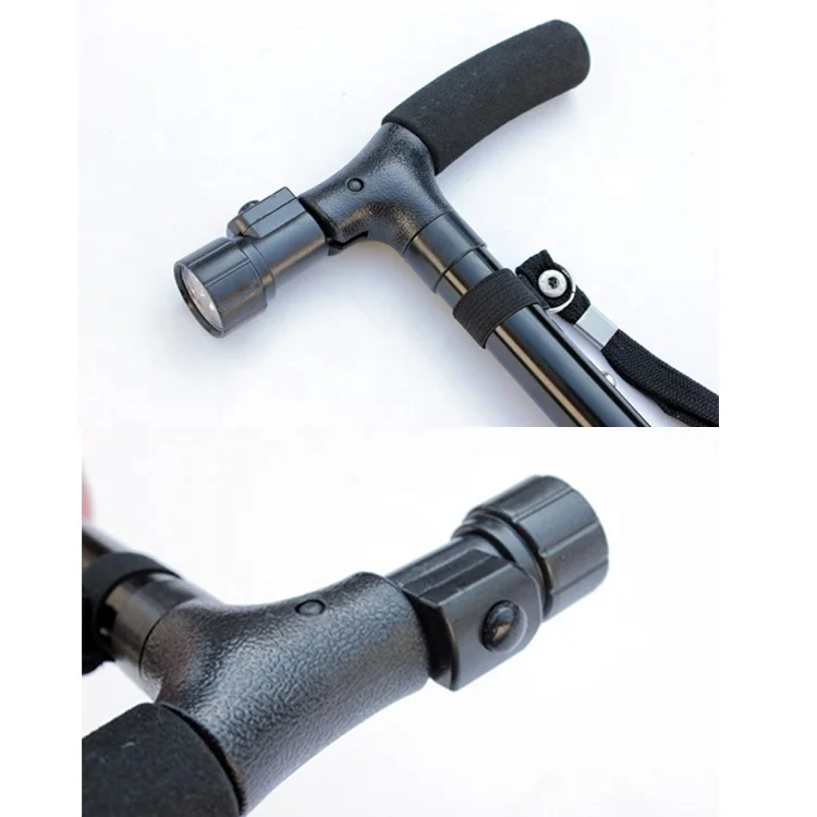 Aluminum adjustable walking portable elderly disabled medical arm walking cane  with led light