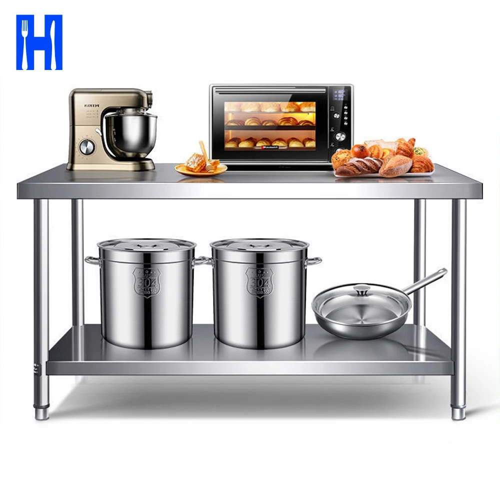 Heavybao Knocked-down Lab Kitchen Worktable Stainless Steel Square Tube Folding Work Table