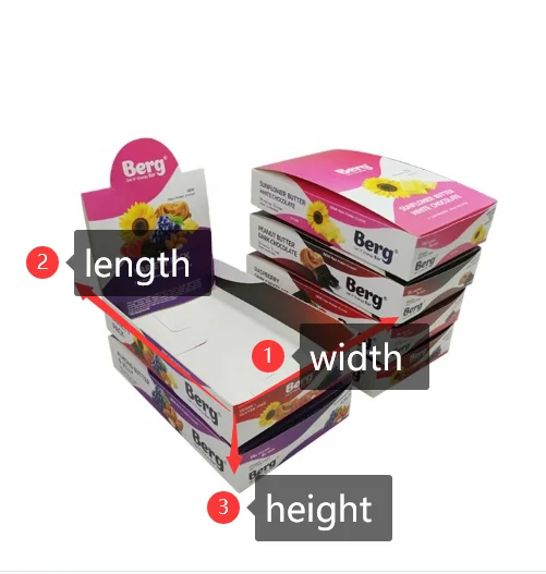 Custom Printed White Cardboard Counter Display Boxes For Energy Bar Chocolate Bar Box Nut & Kernels Packaging Paper Box