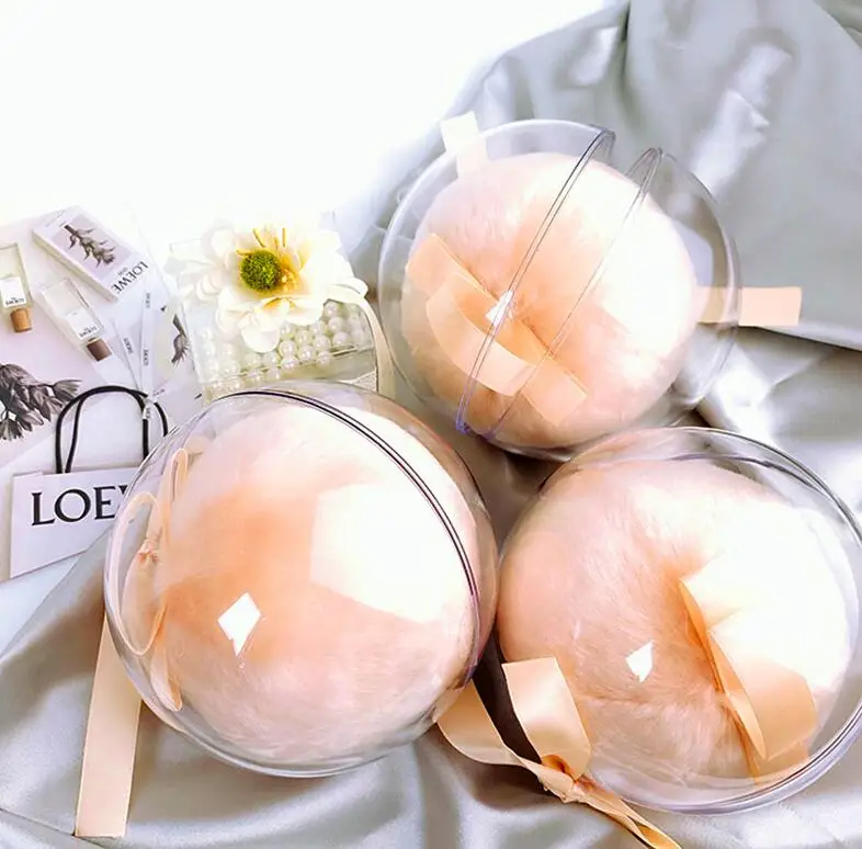 pink cosmetic plush fluffy glitter powder puff private label sponge fast body blushing puff women large body glitter powder puff