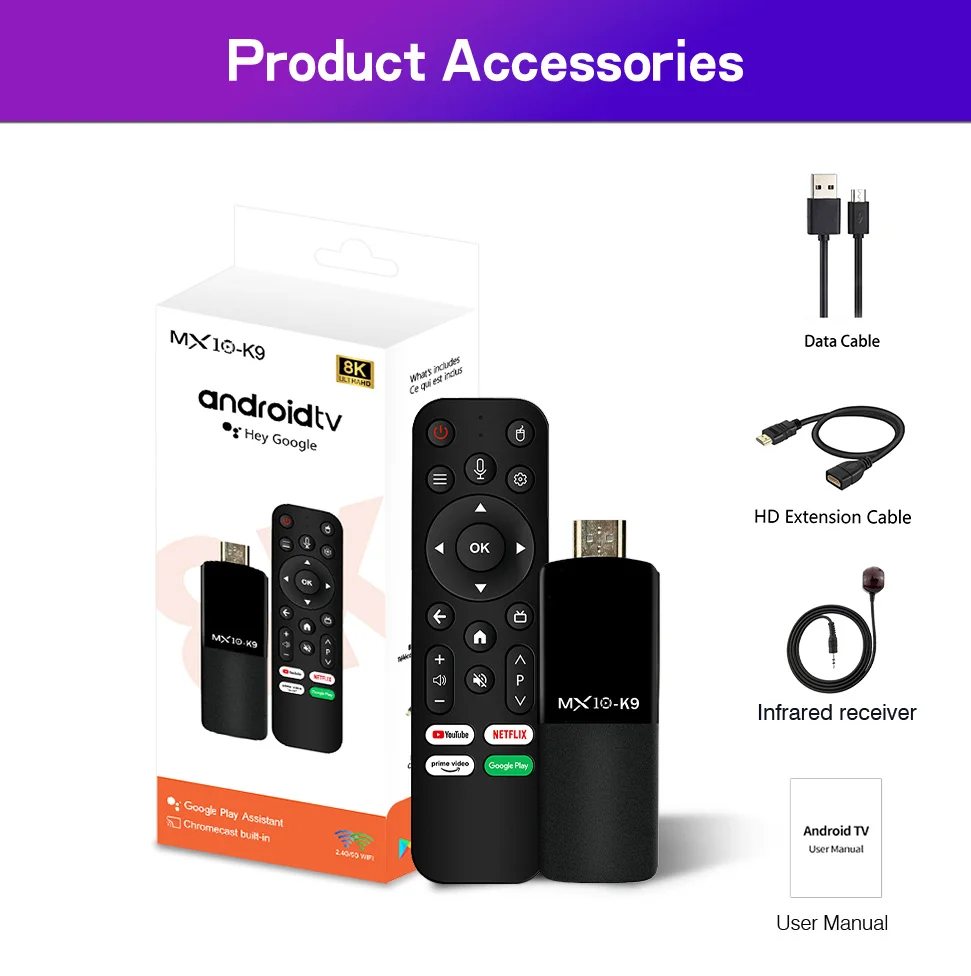 Excellent tv stick MX10 K9 Allwinner H618  tv stick 2Gb 16Gb 2.4G/5G BT4.1 Wifi smart Media Player TV Stick