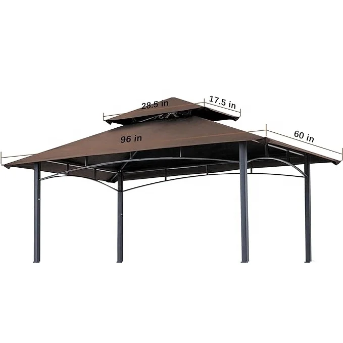 SCOCANOPY 8ftx5ft Replacement Canopy Grill BBQ Gazebo Roof Top, for Gazebo Model L-GZ238PST-11 Only,Brown