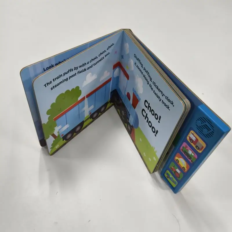 custom printing child voice book of various noisy vehicles cars