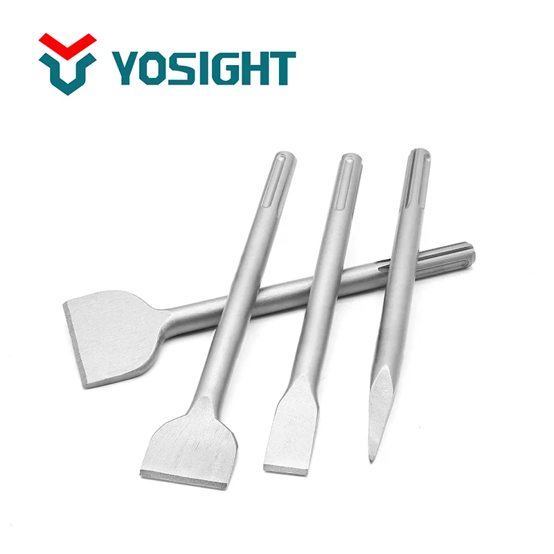 40Cr Sandblast Finish SDS MAX Shank Flat Chisels Hammer Chisel For Concrete and Brick Wall