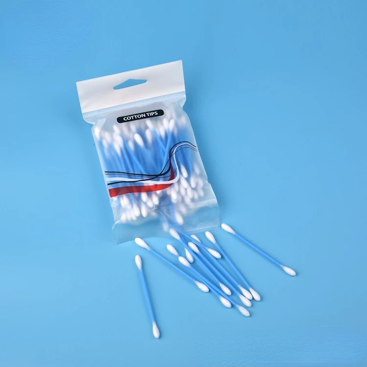 Makeup tools cleaning baby care first aid ,white sterile 100% natural cotton swabs plastic stick blue swab sticks cotton bud