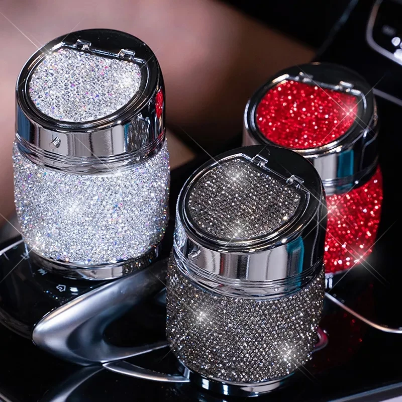 Universal Cylinder Holder Car Portable Smokeless Can Vehicle Cigarette Handmade Diamond Car Ashtray
