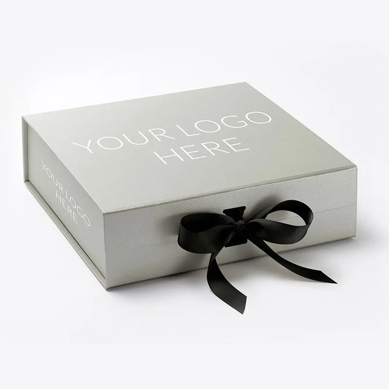 Digital Printing Cardboard Packaging Folding Box Ribbon Closures Wholesale Gift Paper Box