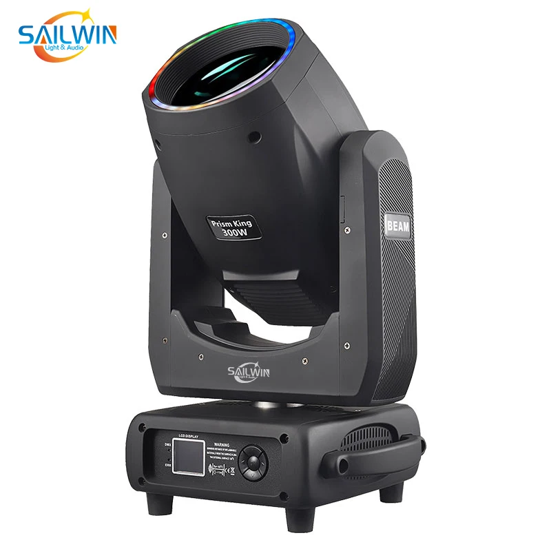 SAILWIN 300W Lyre 15R Moving Head Light UV LED Ring 4 Prism IP20 Beam Projector GOBO SPOT Stage Lighting DMX Control DJ Club