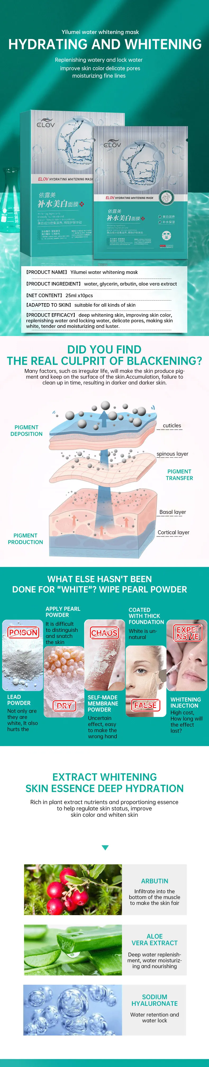 Korean Skin Care Whitening Facial Mask Skin Nourishing Hydrating Face Mask