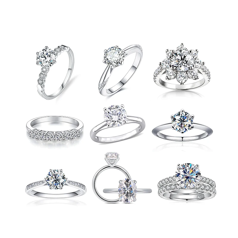 Custom Jewelry Reti da matrimonio dargento Zircon Vintage Love Diamond Engagement Ring 100% 925 Sterling Silver Wedding Rings