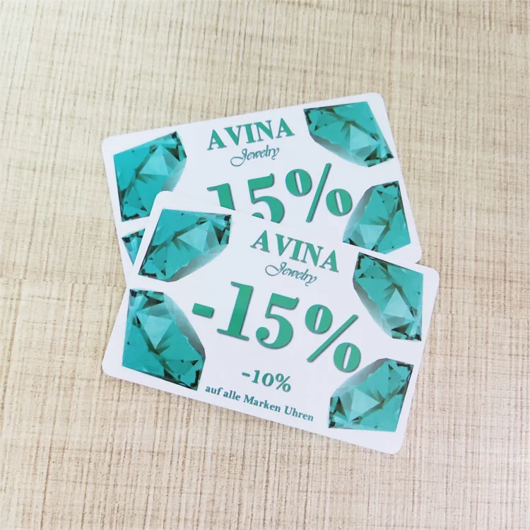 Custom cmyk color printed plastic PVC barcode discount card membership card