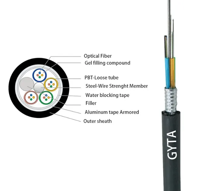 G652D Single Meter 1km Stranded Loose Tube GYTA Submarine Drop Outdoor Mode 12 24 48 Core Fiber Optic Cable
