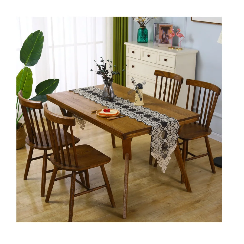 
T021 Handwoven macrame table runner natural cotton lace table runners with tassels for boho wedding reception 