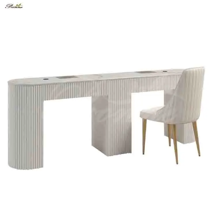 Nail Equipment Custom Made Wooden Color Double Seats Work Station Manicure Table for Gel