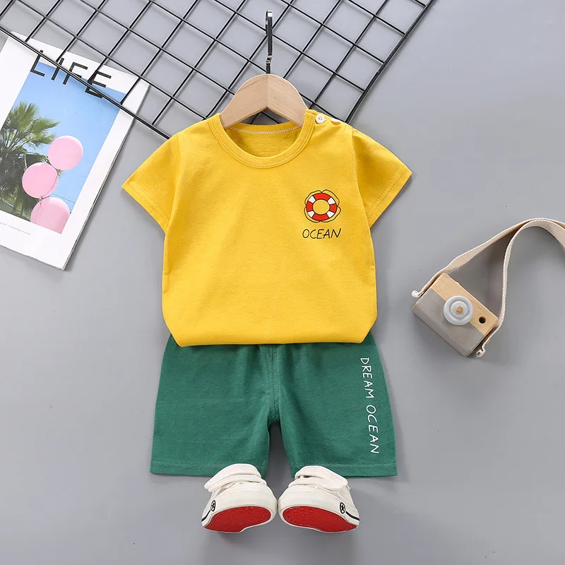 Wholesale Baby Short Sleeves Pure Cotton Sets The New Style Baby Colorful Clothes For Girls And Boys