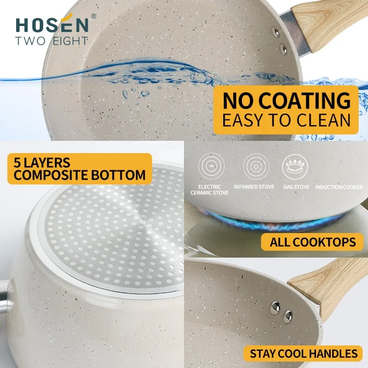 Granite Cookware Sets Wok Baking Grill Pan Soup & Stock Pots Modern Tri Ply Bonded Induction Cookers Non Stick Pots And Pans