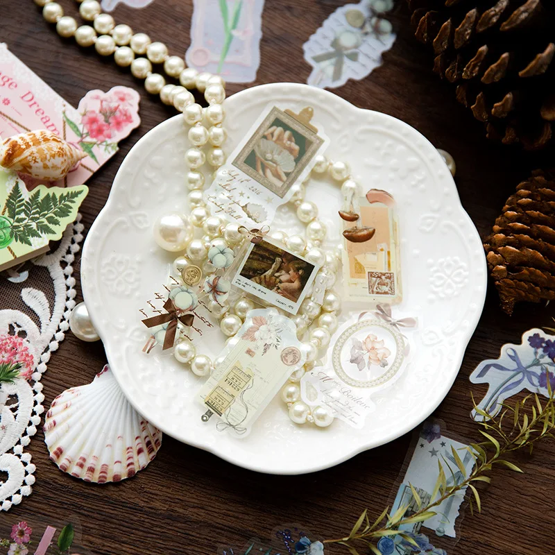 30pieces/pack Sticker Package Dream Collage Series Retro Artistic Notebook Collage Decorative Base Printed Paintings 4 Models