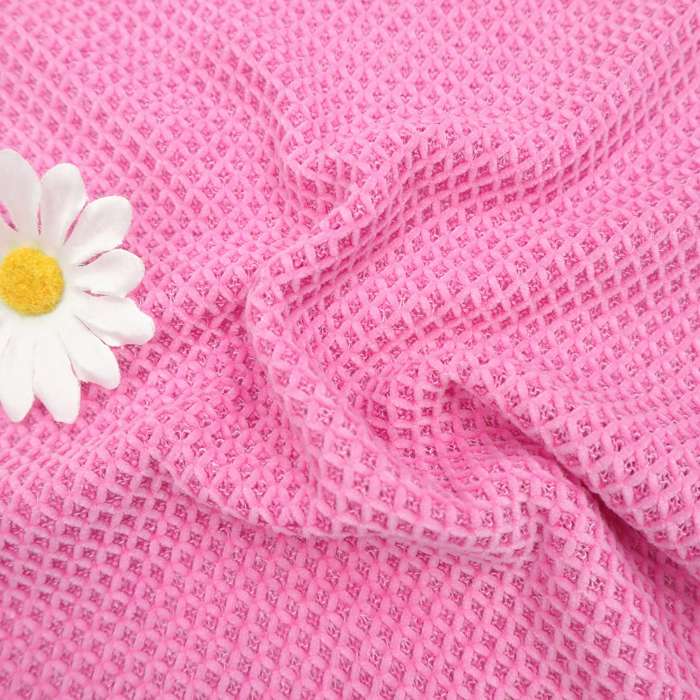 Fabric Factory Price design Multicolor pink Wholesale polyester solid knitted chenille fabric for apparel garments