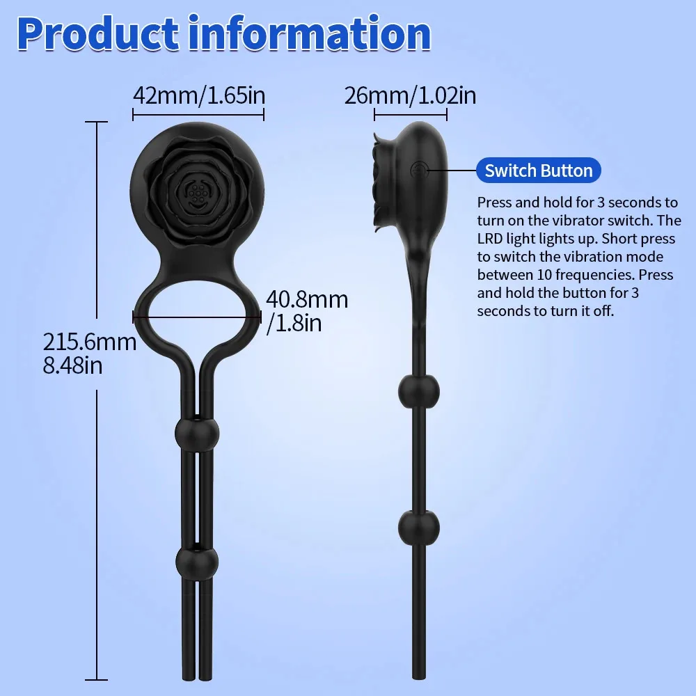 Wholesale Rose Cock Ring Clitoral Stimulator Vibrating Couple Silicone Ring Man Penis Rings for Men Ejaculation Delay Red