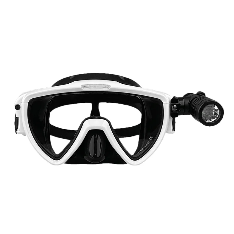 Aloma 2024 New Design Anti Fog Single Lens Diving Goggles Freediving Gear Low Volume Scuba Diving Masks with Diving Light
