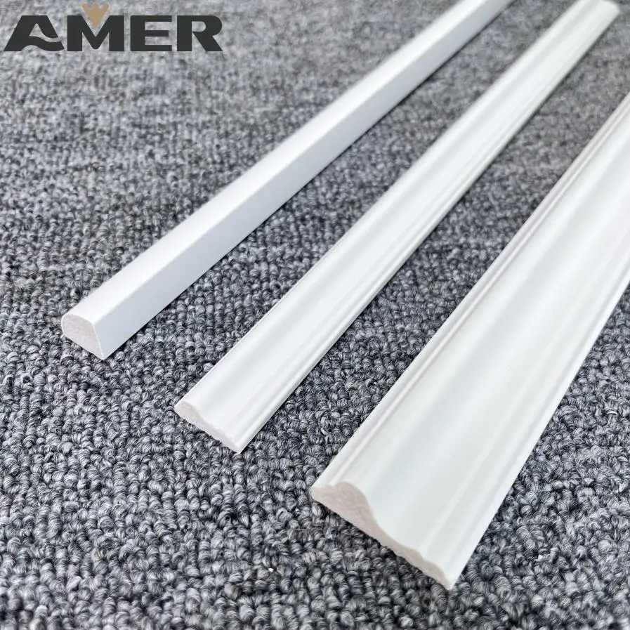 Amer Factory price Modern Home Decorative PS Polystyrene Waterproof Skirting Base Board Plastic PVC Baseboard for Hotels