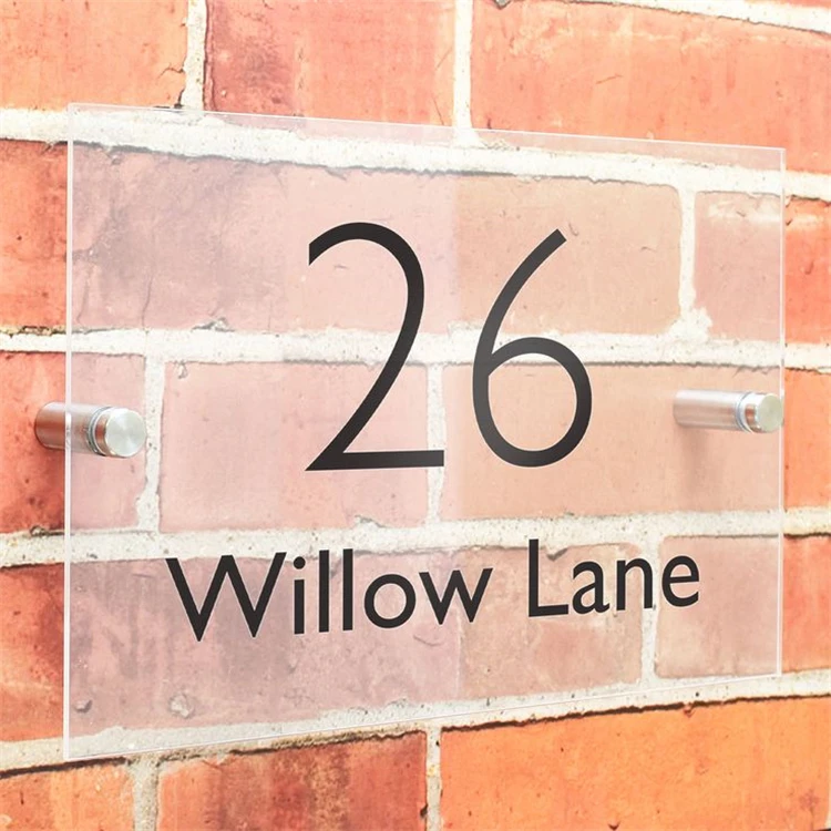 Transparent office door name plates acrylic Advertisement Mirror nail wall mounted signage door plates