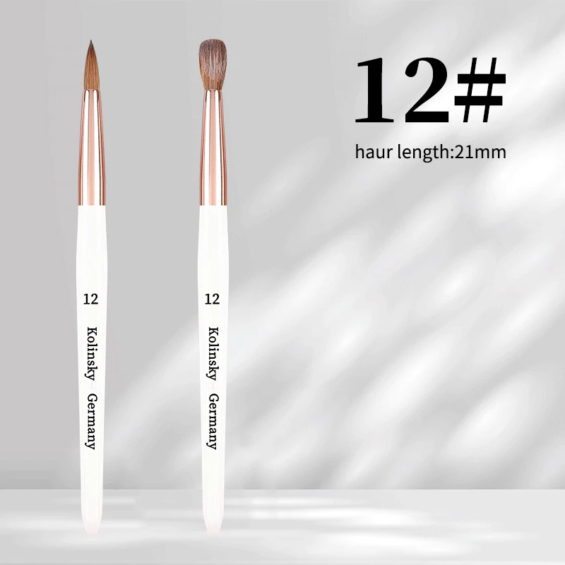Professional Acrylic Nail Brushes Size 8/10/12/14/16/18 Kolinsky Nail Brush Custom Logo Acrylic Nails Extension Brush