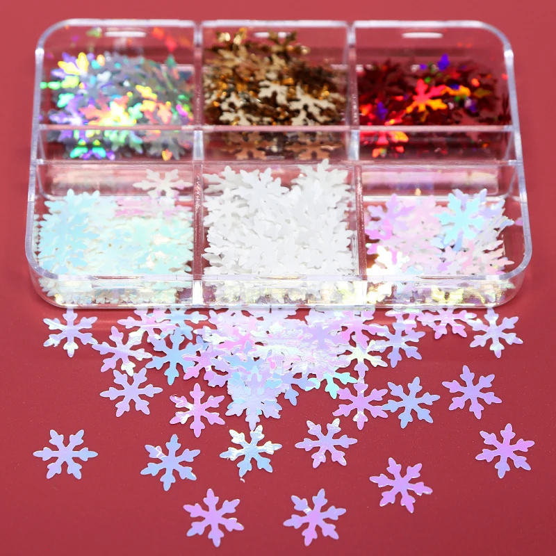 1set mixed Christmas Nail Art Sequins Decoration 3D Charms Snowflake Star Design Manicure Accessories Nail Supplies Professional