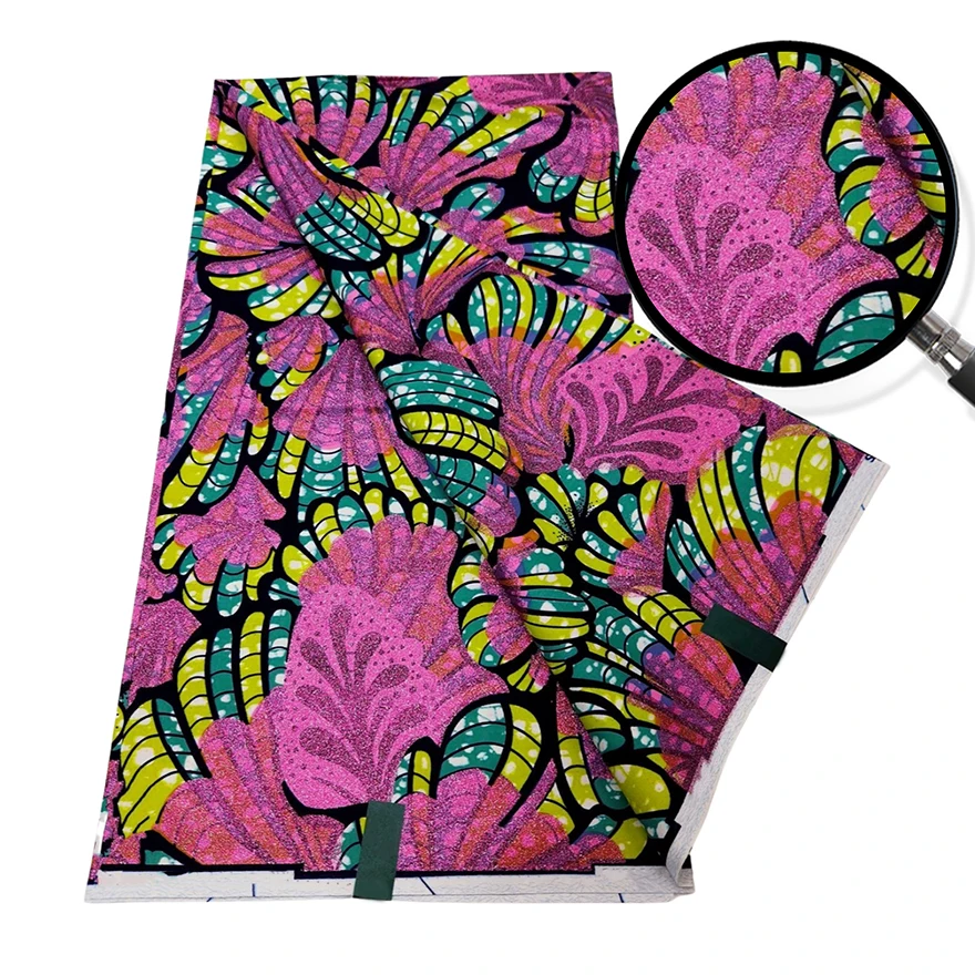 New pattern African Dutch Wax Super Gold Stamping Fabric Pure Cotton Clothing Fabric Real Dutch Wax Super Gold-stamped fabric