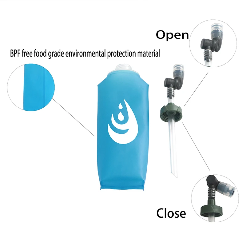 500ml Bpa-free Soft Flask Folding Collapsible Rotatable Bite Valve Tpu Water Bottle