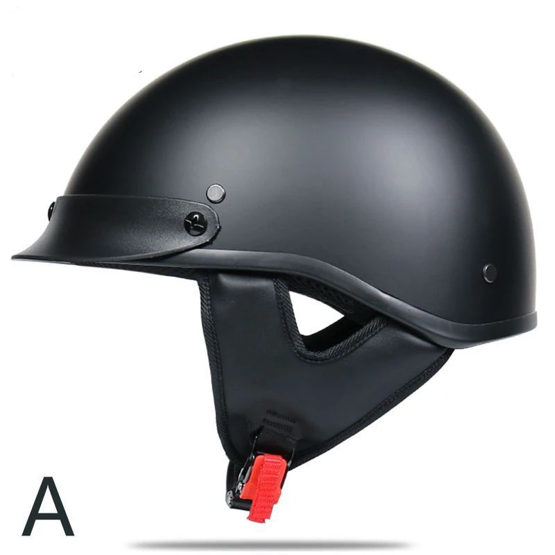 Half Helmet Retro Motorcycle Motor Open Face Helmet Black  M-2XL