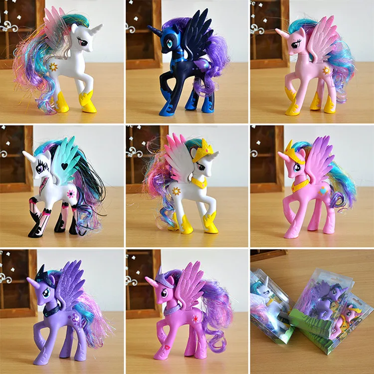 Beautiful Rarity Pink Pon Figure For Girls Gift/6pcs Girls Horse Poy Pvc Figurine