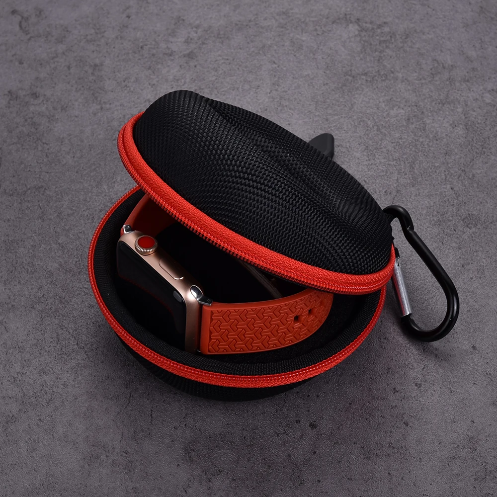 JUELONG Custom Logo Waterproof Travel Watch Case Single Watch Box w/Zipper For Storage Cushioned Round Portable Watch Case