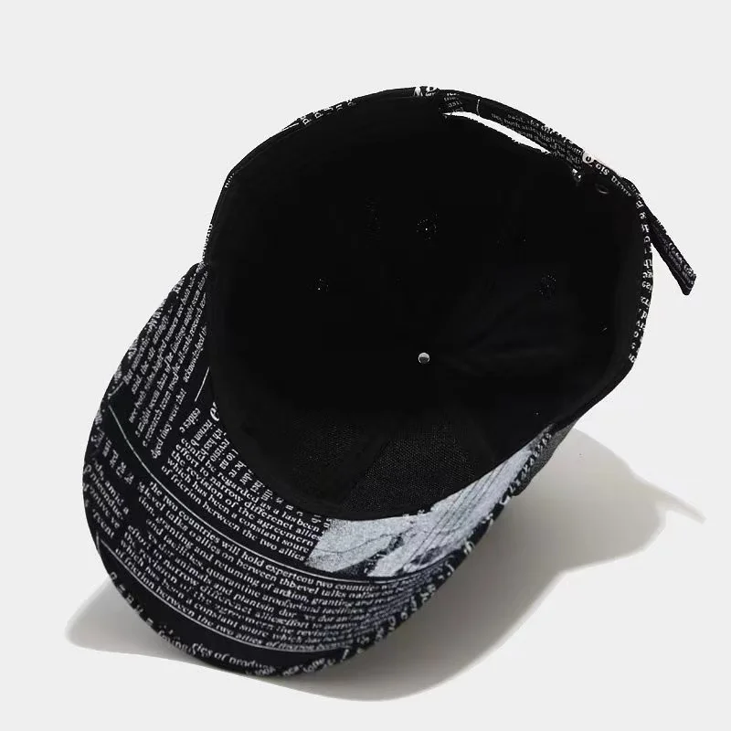 ins hat spring and summer college retro personality newspaper pattern baseball cap.gorras