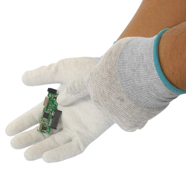 Manufacturer Carbon Fiber Electronic PU Palm Fit Gloves Esd Precision Work Gloves Industry Product Inspection Glove Anti-Static